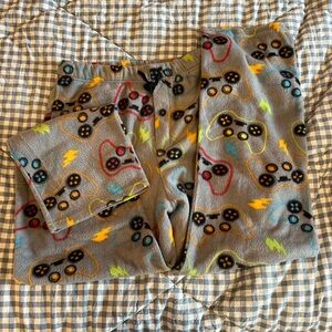 Kids Gray Pajamas with Game Controller Print